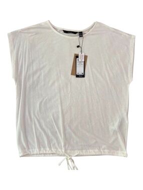 NWT Vero Moda ecru white top tie bottom lightweight short sleeve crew small boxy